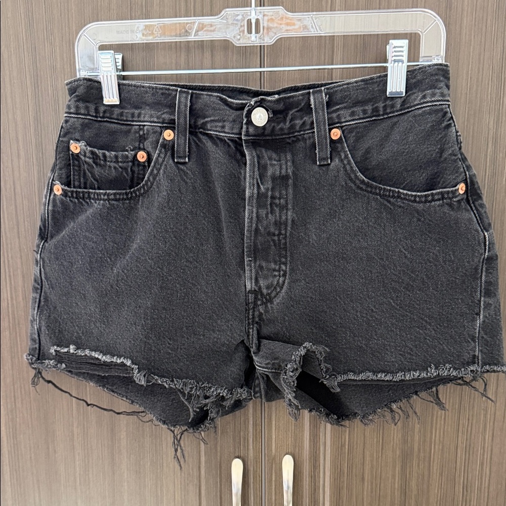 Levi's 501 Black‎ Frayed Jean Shorts